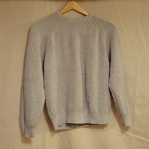 Men's Light Gray Ribbed Crewneck Sweater